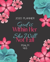 2020 Planner: Weekly and Monthly Planner Faith Inspirational Cover Bible Verse Black with Colorful Hawaiian Flowers 1656670364 Book Cover