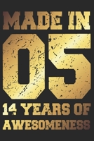 14 Years Of Awesomeness: Blank Lined Journal, Golden, Happy 14th Birthday Notebook, Diary, Logbook, Perfect Gift For 14 Year Old Boys And Girls 1700624717 Book Cover