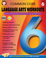Common Core Language Arts Workouts, Grade 6: Reading, Writing, Speaking, Listening, and Language Skills Practice 1622235223 Book Cover