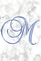 M Journal: A Monogram M Initial Capital Letter Notebook For Writing And Notes: Great Personalized Gift For All First, Middle, Or Last Names (Blue Gold White Marble Print) 1702327957 Book Cover