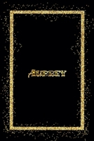 Aubrey: Name Aubrey Monogram Notebook - 120 Pages - Size 6x9, Soft Cover, Matte Finish- Gold Confetti Glitter Monogram Blank Lined Note Book, Writing Pad, Journal or Diary Kids, Girls Men & Women 1660362601 Book Cover