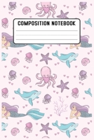 Composition notebook: Mermaid Pattern Pretty Wide Ruled Animal School Going Student Note Book - Cute Black & White Exercise Book and Journal For Teens Kids Students Girls for Home School College for W 1697488293 Book Cover