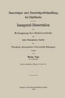 Dauertrager Und Dauertragerbehandlung Bei Diphtherie: Inaugural-Dissertation Zur Erlangung Der Doktorwurde Der Hohen Philosophischen Fakultat Der Friedrich-Alexanders-Universitat Erlangen 3662243555 Book Cover