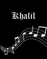 Khalil: Sheet Music Note Manuscript Notebook Paper - Personalized Custom First Name Cover - Musician Composer Instrument Composition Book - 12 Staves a Page Staff Line Notepad & Notation Guide - Creat 1702659917 Book Cover