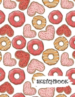 Sketchbook: Cute Pink Red Heart Donuts Fun Framed Drawing Paper Notebook 1691048879 Book Cover