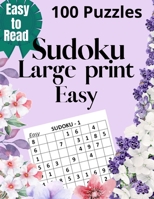 Sudoku Large Print: 100 Easy puzzles large print for Senior with floral cover B095GG2CPJ Book Cover