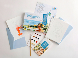 Watercolor the Easy Way Paint-Your-Own Watercolor Cards Coastal: Notecard Paint Kit with Paint and Brush Included (Watercolor the Easy Way, 4) 0764369547 Book Cover