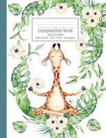 Composition Book Green Botanical Tropical Leaves White Flower Zen Meditation Giraffe Wide Ruled 1076420710 Book Cover