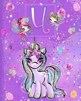 U: Unicorn Composition Notebook Wide Ruled - Monogrammed Initial U 1074410556 Book Cover