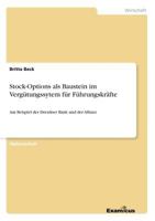 Stock-Options ALS Baustein Im Vergutungssystem Fur Fuhrungskrafte 3867466556 Book Cover