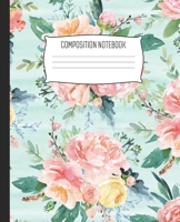 Composition Notebook: Wide Ruled Notebook Peach Floral Watercolor Pattern Lined School Journal 100 Pages 7.5 x 9.25 Children Kids Girls Teens Women Perfect For School 1671091167 Book Cover