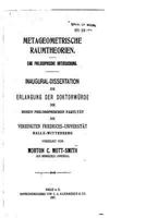 Metageometrische Raumtheorien. Eine Philosophische Untersuchung 1535093102 Book Cover