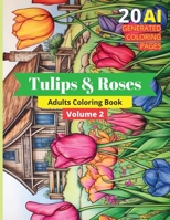 Tulips & Roses Adults Coloring Book - Volume 2: 20 AI Generated Adults Coloring Pages B0C6P9RN4T Book Cover