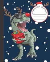 Composition Notebook: Cool Reindeer Trex Dinosaur Christmas Composition Notebook for Boys and Girls, Blank Wide Lined Journal Perfect for Writing, Taking Notes, Holidays and Christmas Plans, Gift or W 1698938535 Book Cover