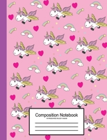 Composition Notebook: Cute Fliying Unicorn With Pink Background Wide Ruled Primary for Girls Kids Elementary Student Teacher School Supplies Journal,110 pages 169080534X Book Cover