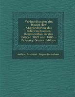 Verhandlungen Des Hauses Der Abgeordneten Des sterreichischen Reichsrathes in Den Jahren 1879 Und 1880. 0341439266 Book Cover
