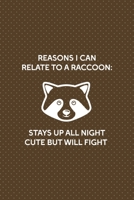 Reasons I Can Relate To A Raccoon: Stays Up All Night - Cute But Will Fight: All Purpose 6x9 Blank Lined Notebook Journal Way Better Than A Card Trendy Unique Gift Brown Points Raccoon 170658007X Book Cover