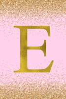 E: Letter E Initial Monogram Notebook - Pretty Pink & Gold Confetti Glitter Monogrammed Blank Lined Note Book, Writing Pad, Journal or Diary with Lines - Birthday or Christmas Gift for Kids, Girls & W 1088534104 Book Cover