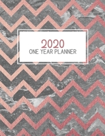 2020 One Year Planner: Jan 2020-Dec 2020, 1 Year Planner, marble rose pattern digital paper cover, featuring 2020 Overview, daily, weekly, monthly ... list, reminders, and goals. 8.5" X 11" sized. 1700375946 Book Cover