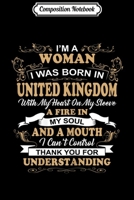 Composition Notebook: Womens Women born UNITED KINGDOM with my heart on my sleeve Journal/Notebook Blank Lined Ruled 6x9 100 Pages 1706047371 Book Cover