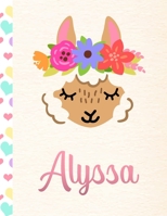 Alyssa: Personalized Llama Primary Story Journal For Girls With Pink Name | Half Ruled Dotted Midline and Blank Picture Space | Kindergarten to Early ... | Grades K-2 Composition School Exercise Book 1652663398 Book Cover