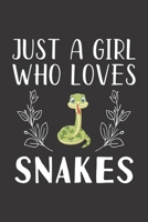 Just A Girl Who Loves Snakes: Funny Snakes Lovers Girl Women Gifts Lined Journal Notebook 6x9 120 Pages 1712740210 Book Cover