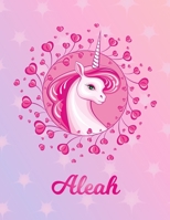 Aleah: Aleah Magical Unicorn Horse Large Blank Pre-K Primary Draw & Write Storybook Paper Personalized Letter A Initial Custom First Name Cover Story Book Drawing Writing Practice for Little Girl Use  1704298962 Book Cover