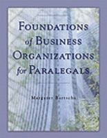 Foundations of Business Organizations for Paralegals 0766816524 Book Cover