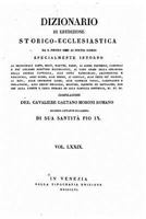 Dizionario di Erudizione Storico-Ecclesiastica Da S. Pietro Sino Ai Nostri Giorni - Vol XXIX 1534884343 Book Cover
