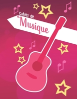 Cahier de Musique: 120 partitions vierges avec 6 grosses portées pour enfants et débutants | A4 | Guitare rose (French Edition) 170929549X Book Cover