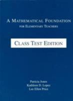 A Mathematical Foundation for Elementary Teachers 0201347164 Book Cover