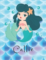 Callie: Personalized Mermaids Sketchbook For Girls With Pink Name - Girls Customized Personal - Personalized Unicorn sketchbook/ journal/ blank book - 8.5x11 110 Pages Doodle Sketch Create 1650709579 Book Cover
