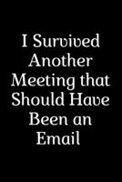 I Survived Another Meeting that Should Have Been an Email:: 6x9 Lined 120 pages Funny Notebook, Ruled Unique Diary, Sarcastic Humor Journal, Gag Gift ... secret santa, christmas, appreciation B083XW68RX Book Cover