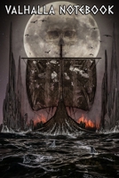 Valhalla Notebook: Vikingship of the Dead a Norse Mythology with Sharks and a Skull in the Moon College Line Ruled Notebook 1088462596 Book Cover