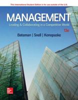 Management: Leading and Collaborating in the Competitive World with Connect Plus 9th (ninth) Edition by Bateman, Thomas, Snell, Scott published by McGraw-Hill/Irwin 1260092283 Book Cover