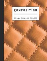 Composition: Wide ruled education composition notebook for school and college students and teachers - Orange striking stitched leather effect cover art design 1080328874 Book Cover