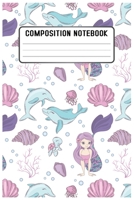 Composition notebook: Mermaid Pattern Pretty Wide Ruled Animal School Going Student Note Book - Cute Black & White Exercise Book and Journal For Teens Kids Students Girls for Home School College for W 1697496911 Book Cover