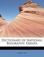 Dictionary of National Biography: Errata 1017301336 Book Cover