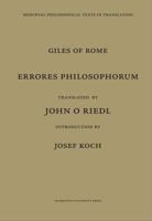 Giles of Rome: Errores Philosophorum 0874624290 Book Cover