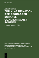 Zur Klassifikation der regul�ren Scharen quadratischer Formen 3111282791 Book Cover