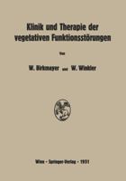 Klinik Und Therapie Der Vegetativen Funktionsstorungen 3709177758 Book Cover