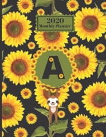 2020 Monthly Planner: Smiling Sloth Sunflowers Personalized Monogram Initial A Letter A Appointment Calendar Organizer And Journal For Writing 1710046643 Book Cover