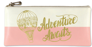 Adventure Awaits Pencil Pouch (accessories case, faux leather)