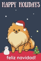 Happy Holidays Feliz Navidad: Cute Kawaii Chibi Shiba Inu Puppy Dog With a Red White Santa Hat with Night Sky with Stars Notebook Cover. Great Journal Gift or Stocking Stuffer for Christmas 1705918077 Book Cover