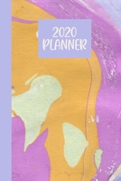 2020 Planner: Simple On-The-Go Yearly, Monthly, and Weekly Organizer, Appointment Calendar, and Lined Journal | Marbled Paper Cover Design in Purple and Yellow 1672469198 Book Cover