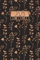 2020: Daily Diary A5 Day on A Page Lined Day to View DO1P Black & Copper Branches Leaves Pattern 1706150083 Book Cover