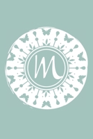 M: Initial M Monogram Notebook Journal Gift Pale blue Butterfly Circle design 1673353908 Book Cover