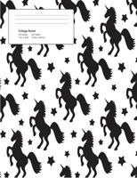 Unicorn White Pattern Composition College Ruled Book (7.44 x 9.69) 200 pages V6 1723309966 Book Cover