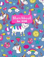 Sketchbook for Kids: Cute Unicorn Large Sketch Book for Sketching, Drawing, Creative Doodling Notepad and Activity Book - Birthday and Christmas Gift Ideas for Kids, Boys, Girls, Teens and Women - Lil 1655681451 Book Cover