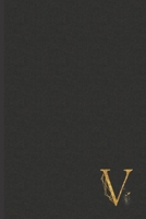 V: Professional Personalized Gold Initial V, Office or Home Journal with Dark Faux Leather-look Printed Cover 1702403270 Book Cover